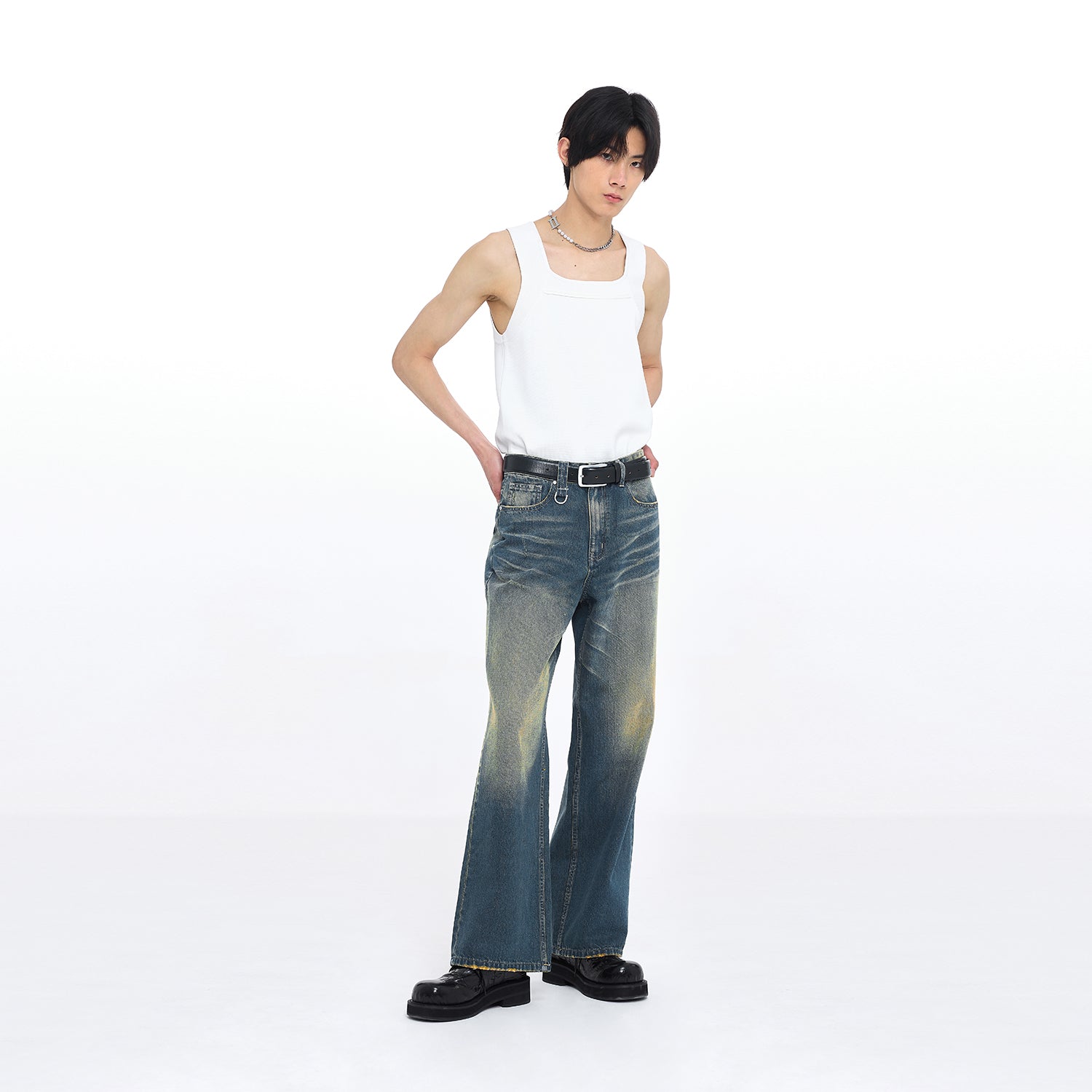 Square Neck Knit Tank - chiclara