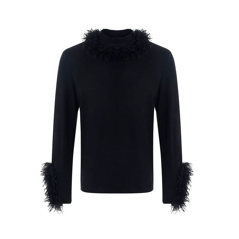 Feather-Trim Sweatshirt