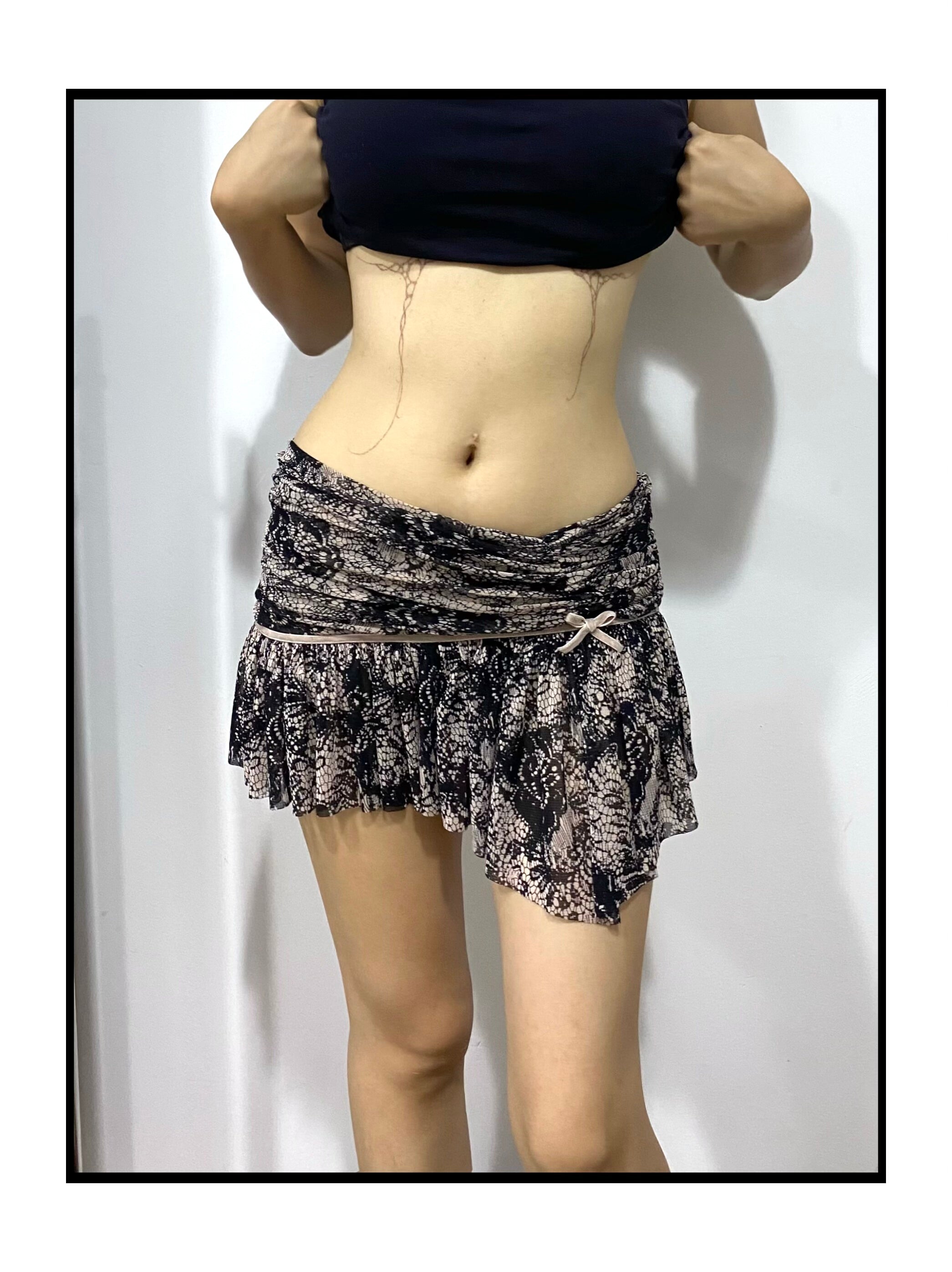 Blush Serpent Drape Ruffle Skirt