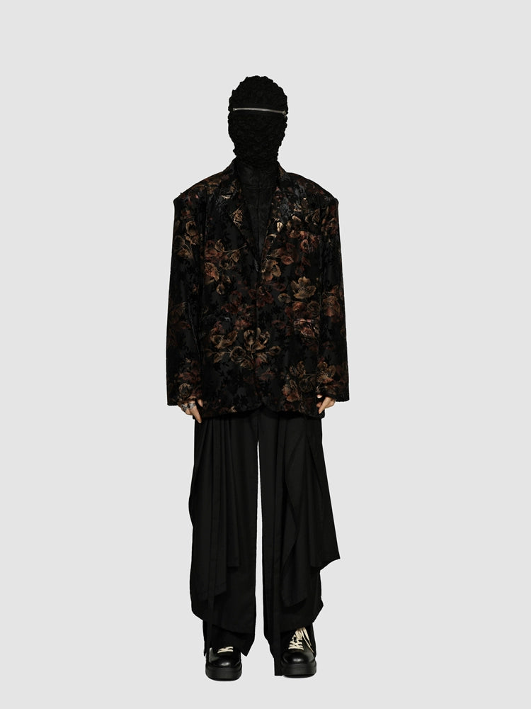 Black Floral Pattern Blazer