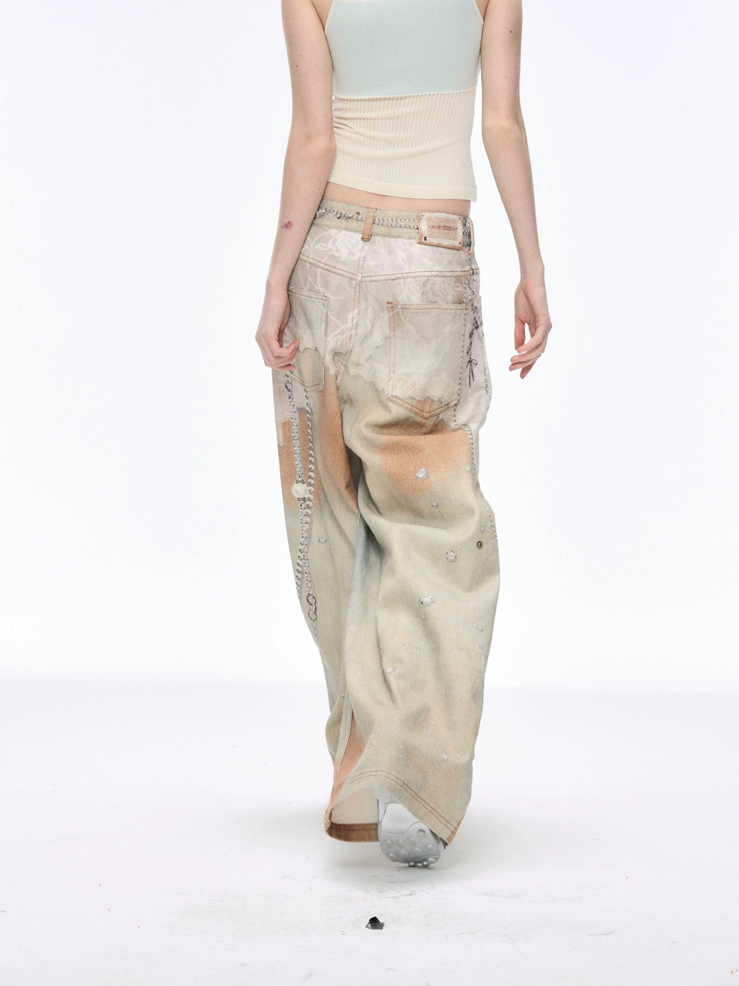 Artisan Distressed Painted Wide-Leg Jeans