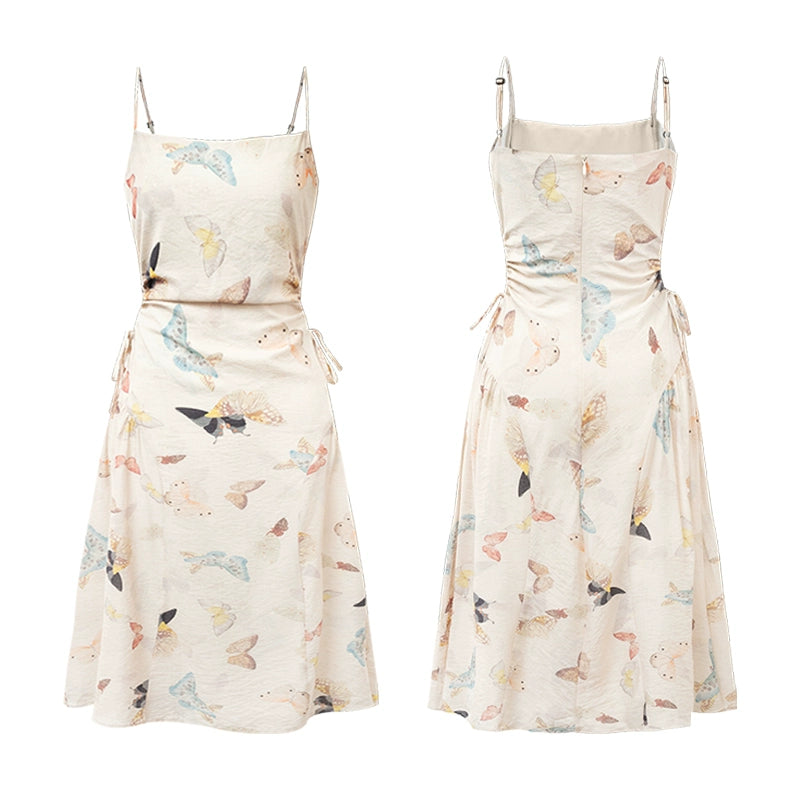 Butterfly Print Spaghetti Strap Dress