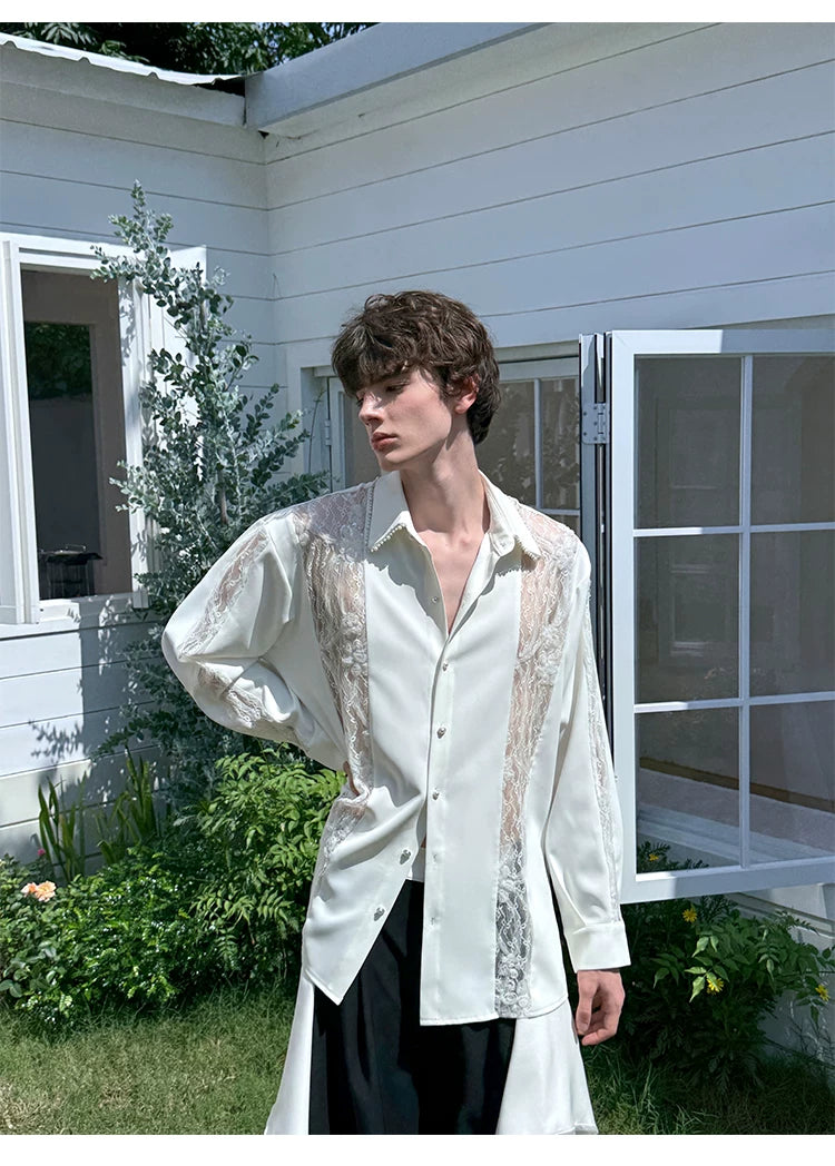 Ivory Reverie Pearl Lace Shirt