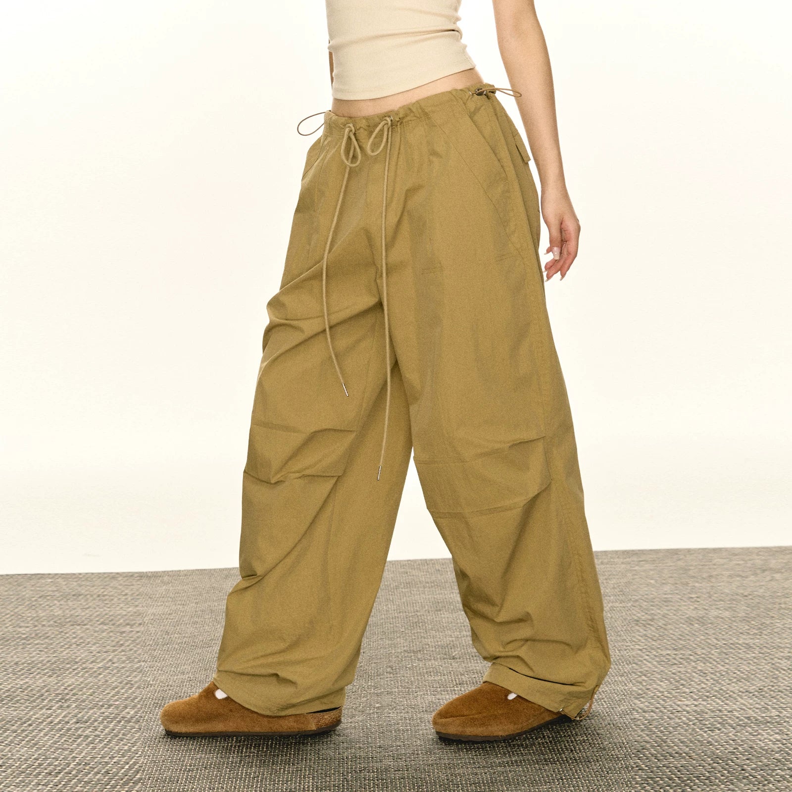 Relaxed Drawstring Parachute Cargo Pants