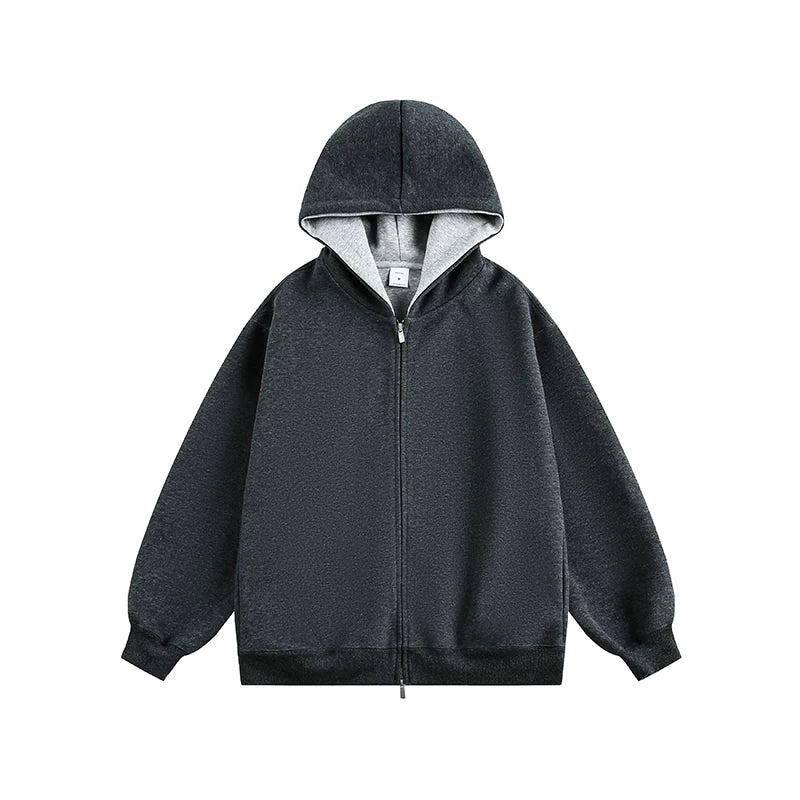 Dual-Tone Varsity Zip Hoodie