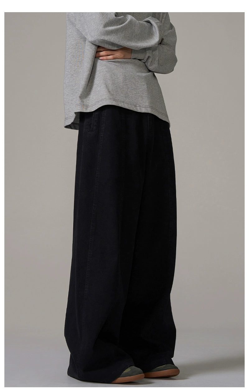 Wide-Leg Brown Wool Trousers
