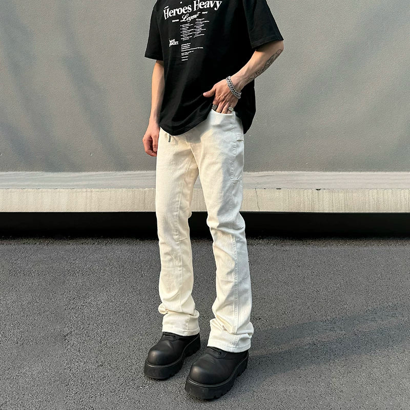 Ivory Snap-Hem Utility Jeans