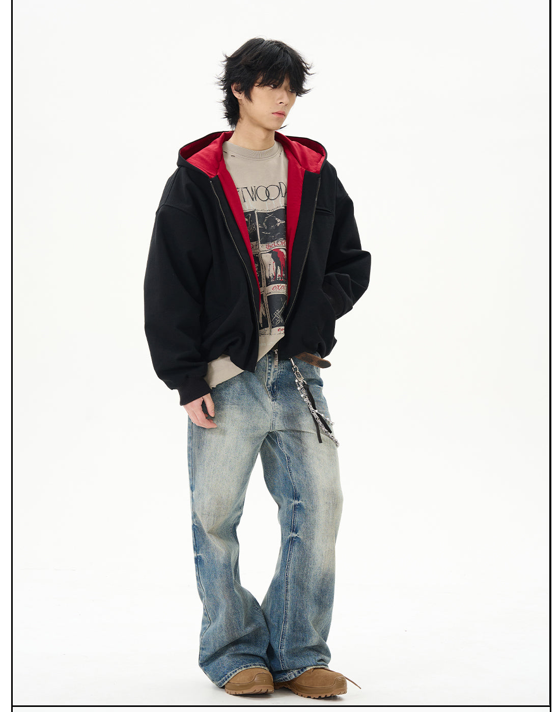 Blue Fleece Hooded Bomber Jacket