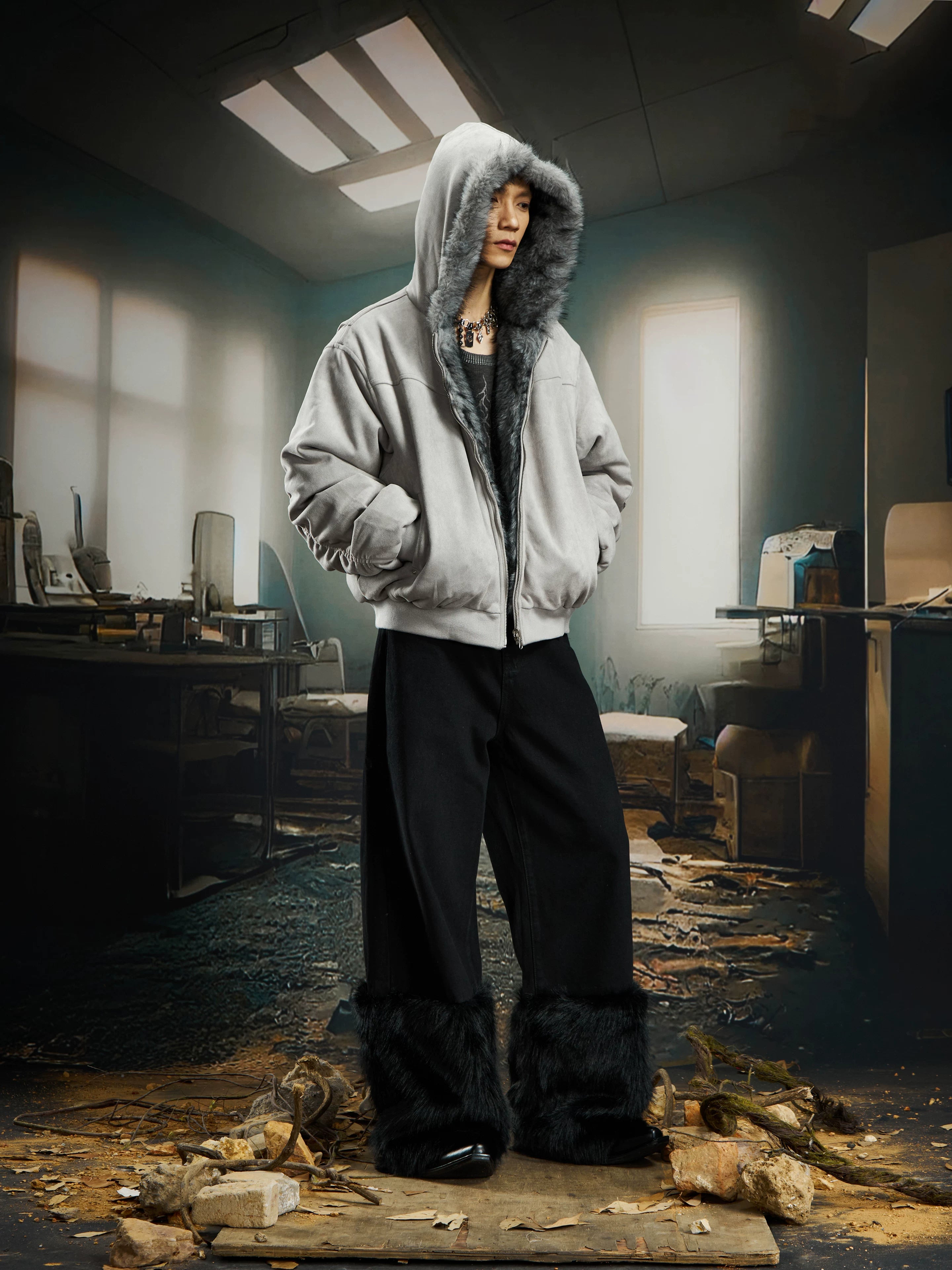 Reverb Reversible Faux‑Fur Hoodie Bomber