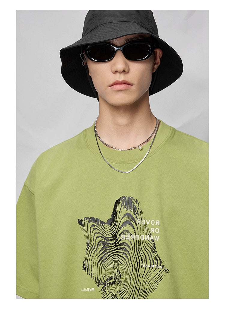 Camiseta de manga corta de impresión gráfica y letra
