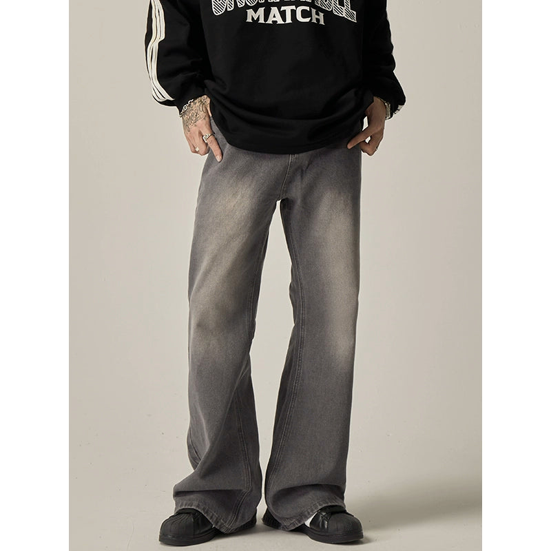 빈티지 워시 와이드 레그 진