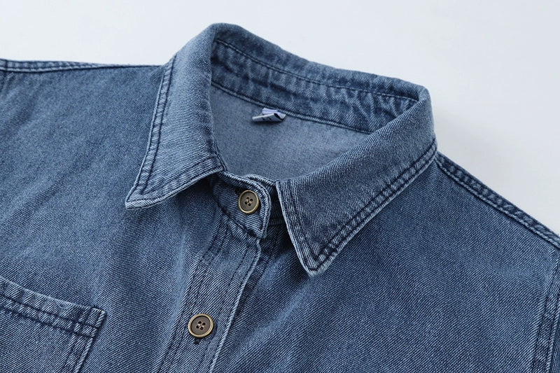 Veste de chemise en jean bleu foncé vintage