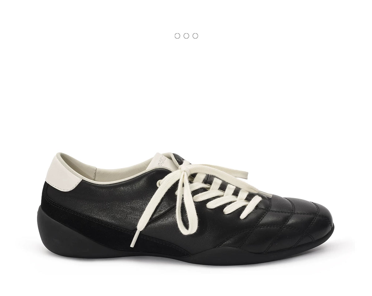Quilted Leather Retro Lace-Up Sneakers