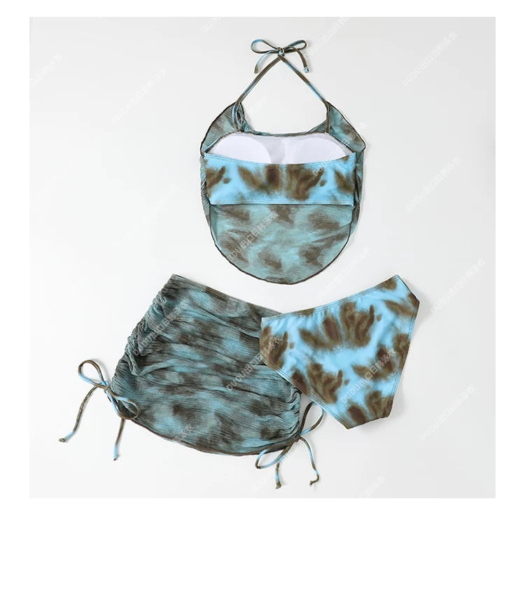 Glacier Drift Cutout Ruched Mini Swim Set