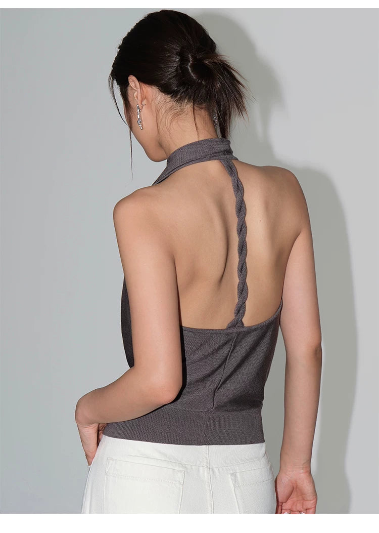 Midnight Cascade Drape Halter Top