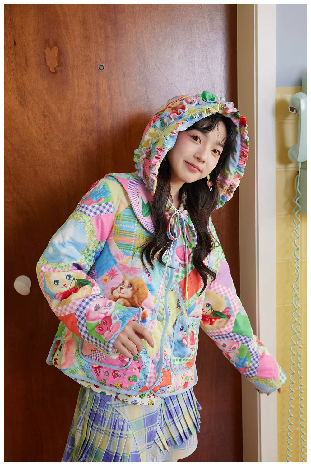 Patchwork Hooded Jacket Rainbow