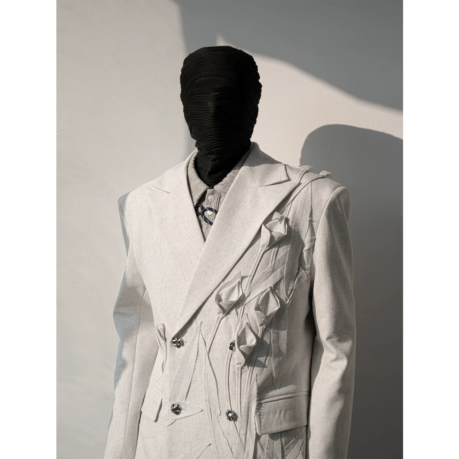 Ivory Bloom Sculpted Linen Blazer
