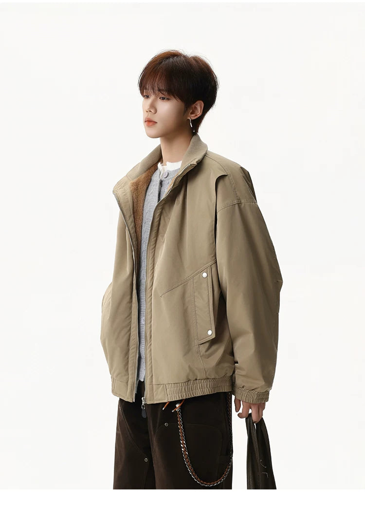 Sandstone Stand‑Collar Puffer Jacket