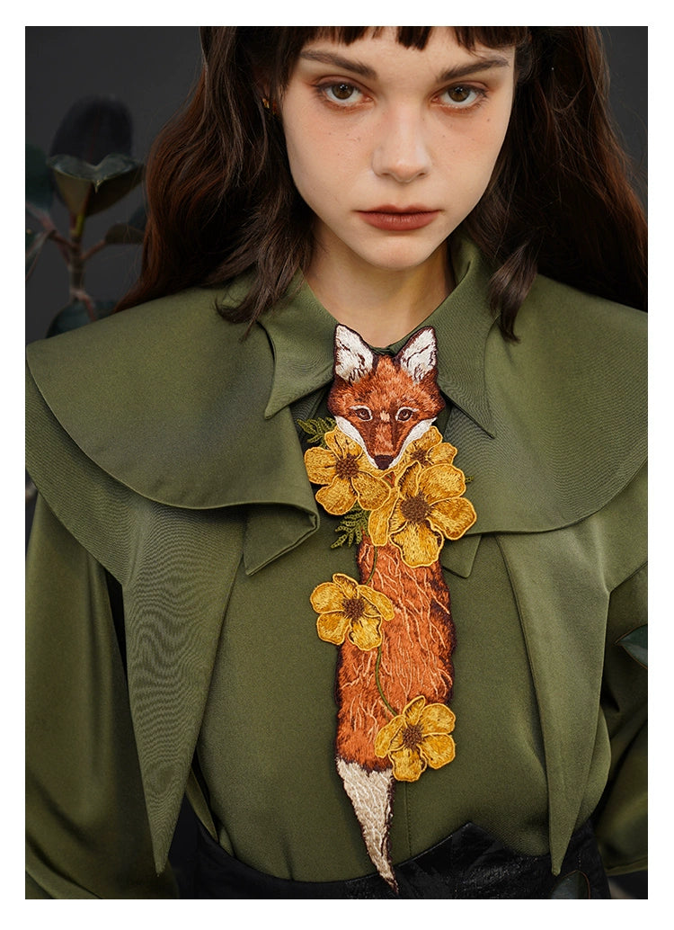 Foxy Flora Embroidered Necktie - chiclara