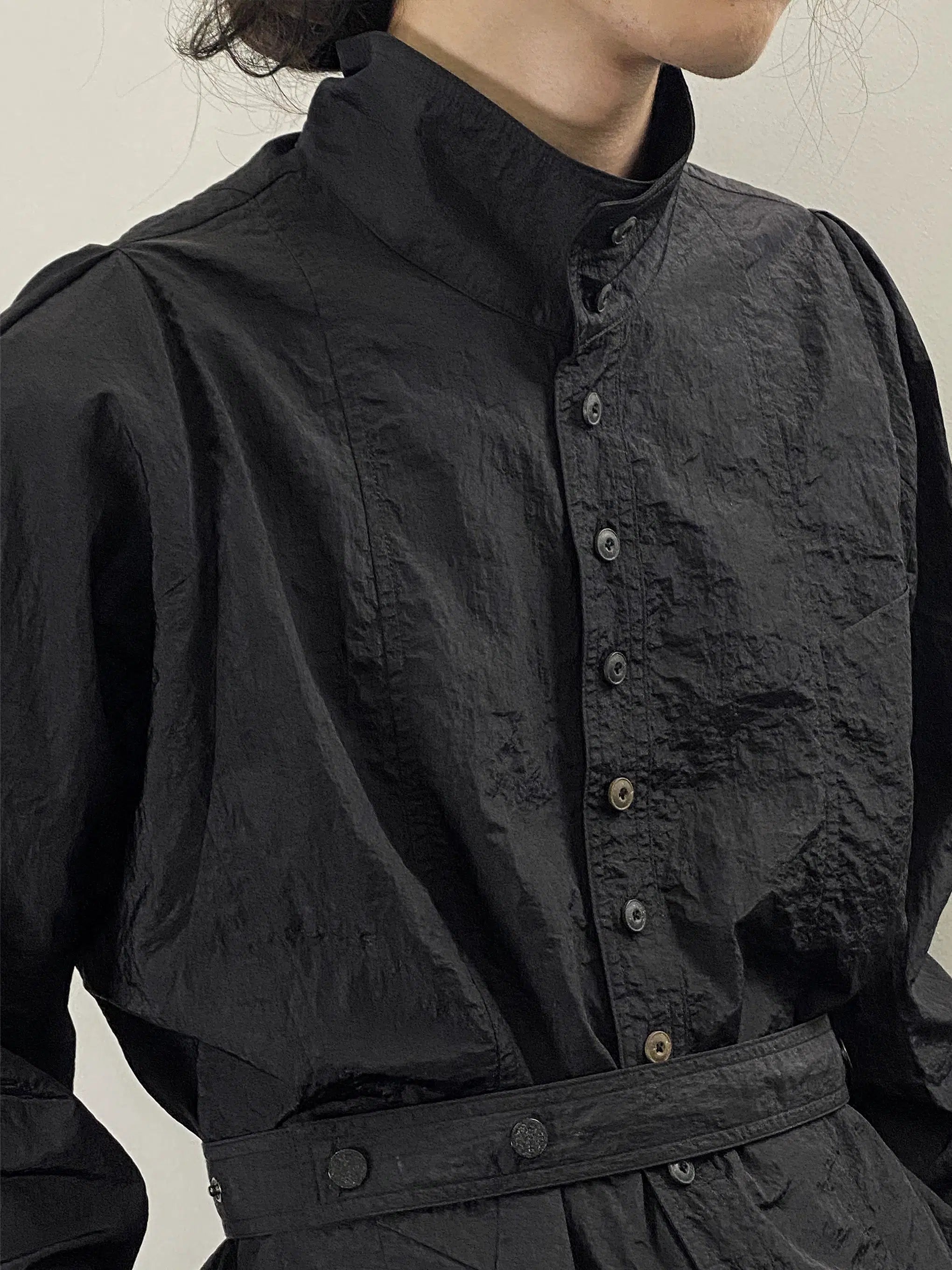 Long Sleeve Shirt with Stand Up Collar - chiclara