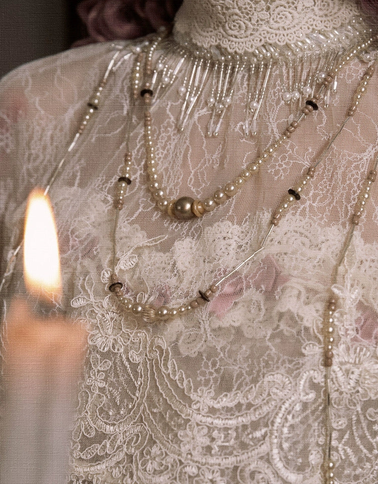 Victorian Ivory Lace High Collar Capelet