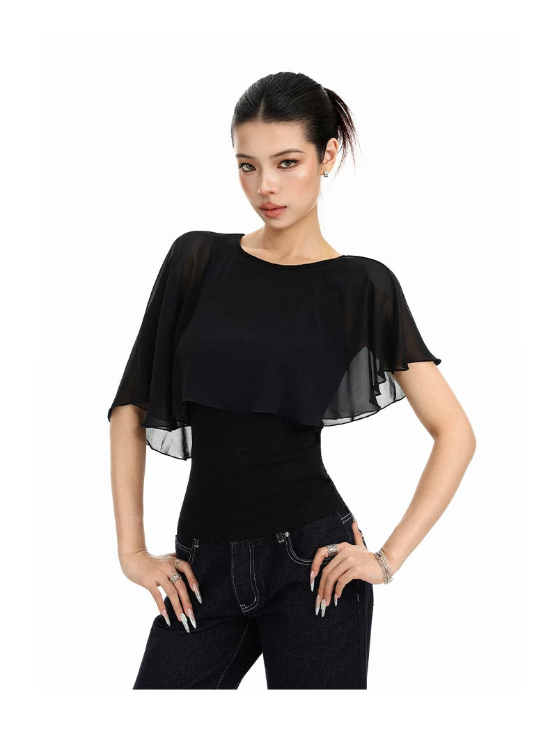 Celeste Sheer Cape Overlay Top