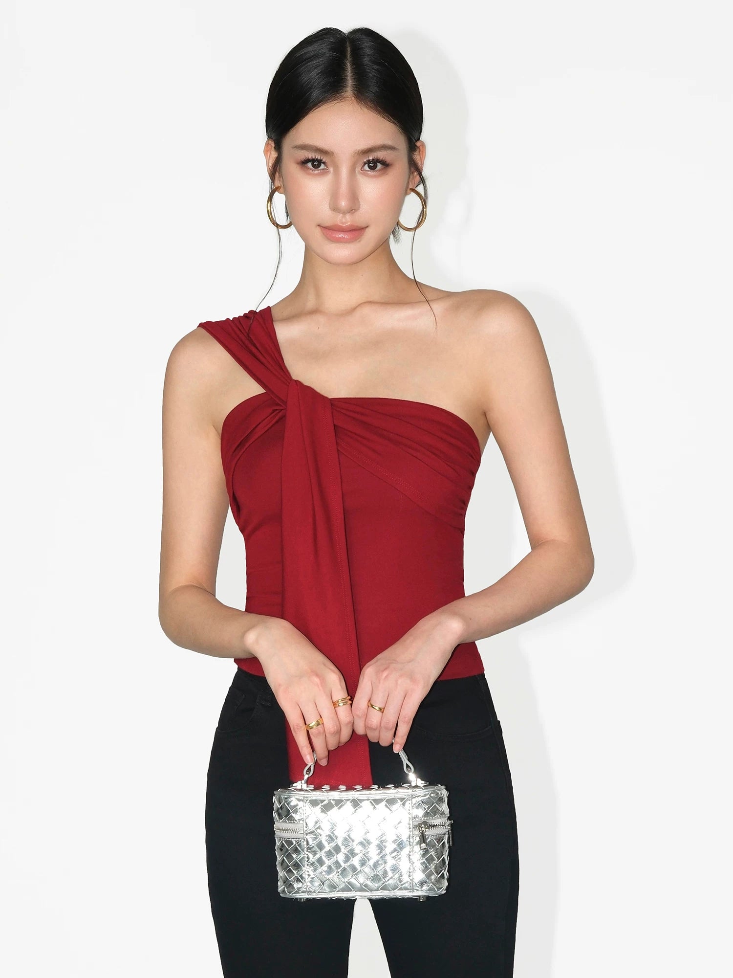 Asymmetric Draped One Shoulder Top