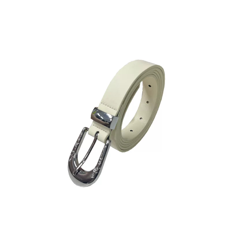 Curved Silver Buckle Belt