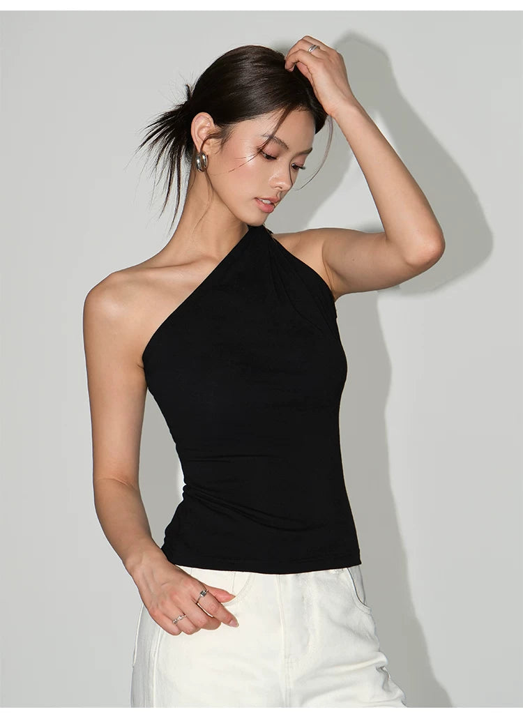 Sculpted Grace One‑Shoulder Knit Tank