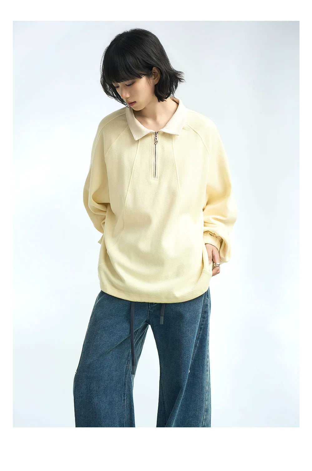 Half Zip Raglan Polo Pullover