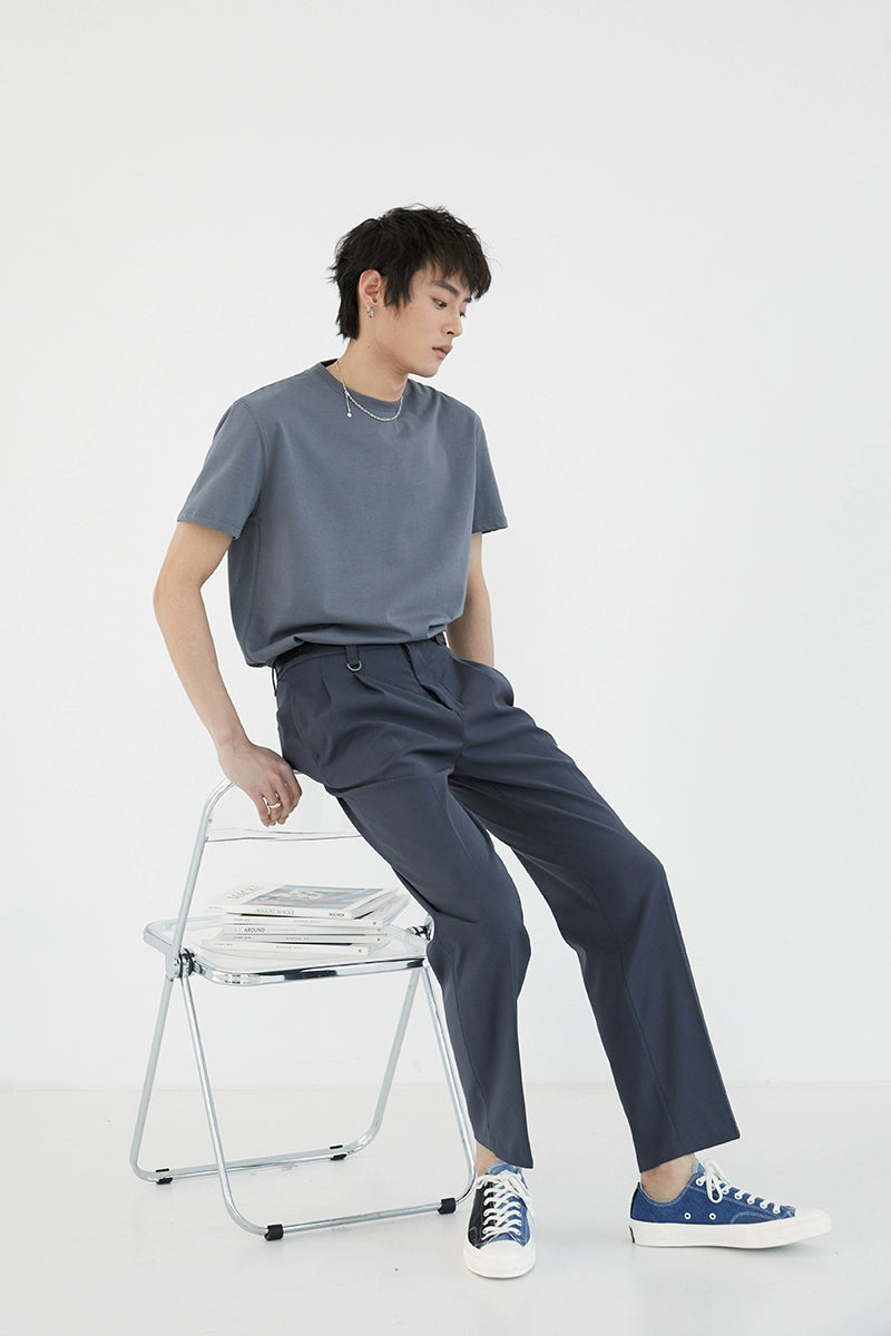 Pantalones de vestir de confort de doble plato