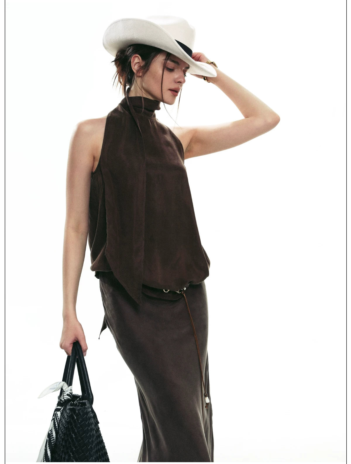 Espresso Nocturne Draped Halter Top
