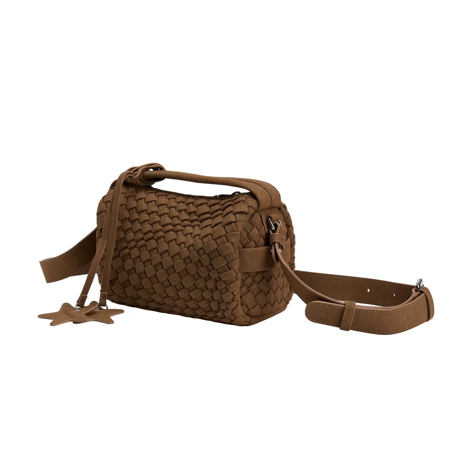 Woven Star Lunchbox Crossbody Bag - Brown