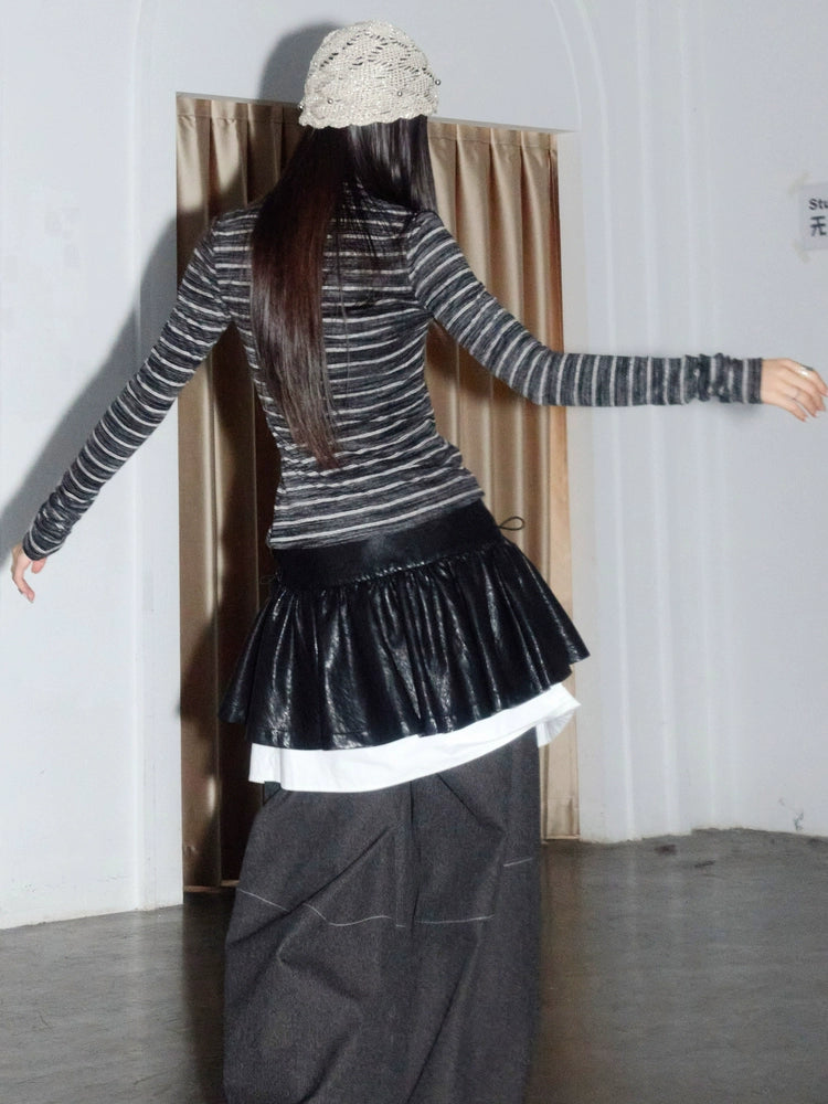 Monochrome Layered Ruffle Mini Skirt