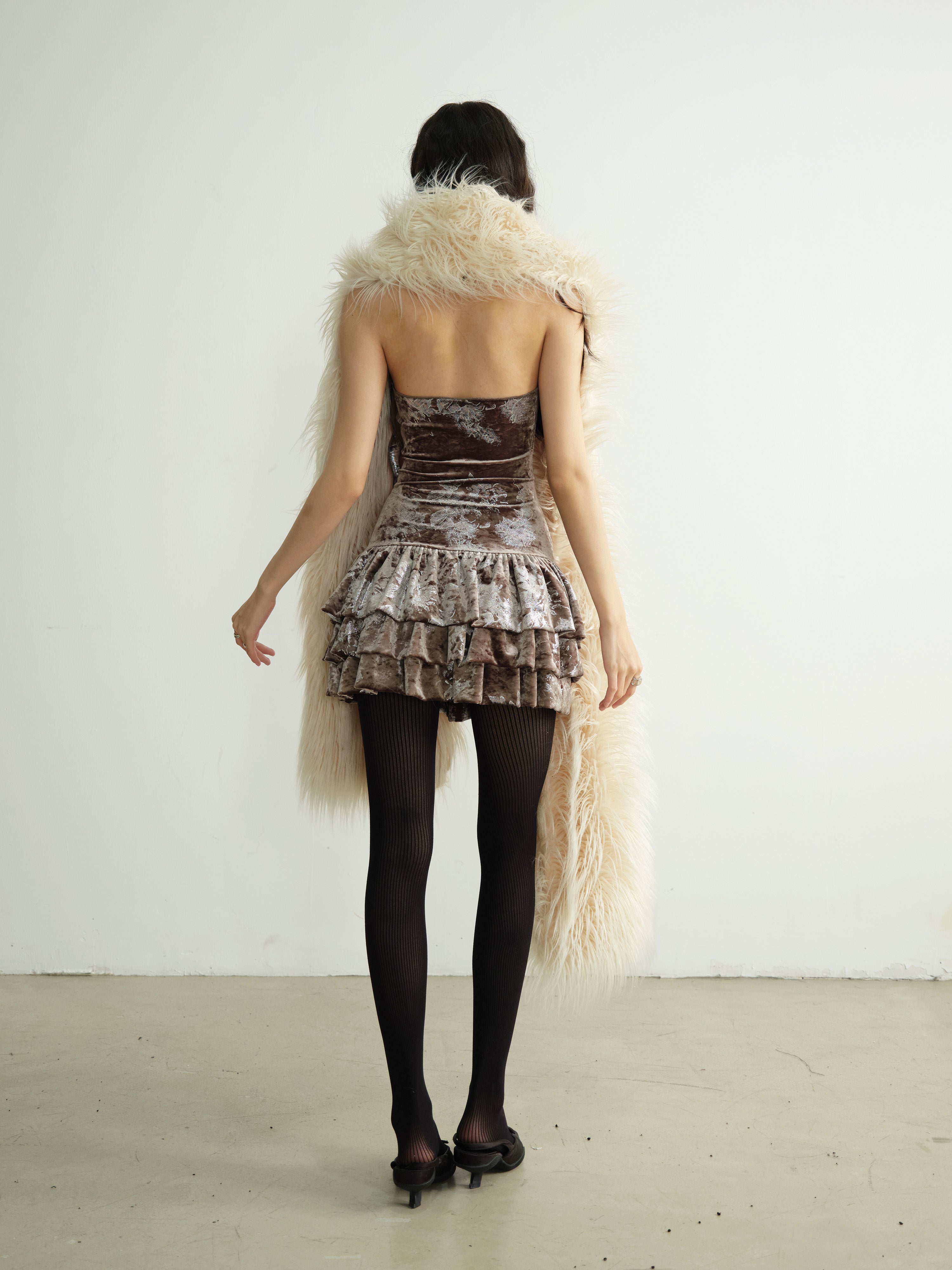 Velvet Ruffle Tank Mini Dress