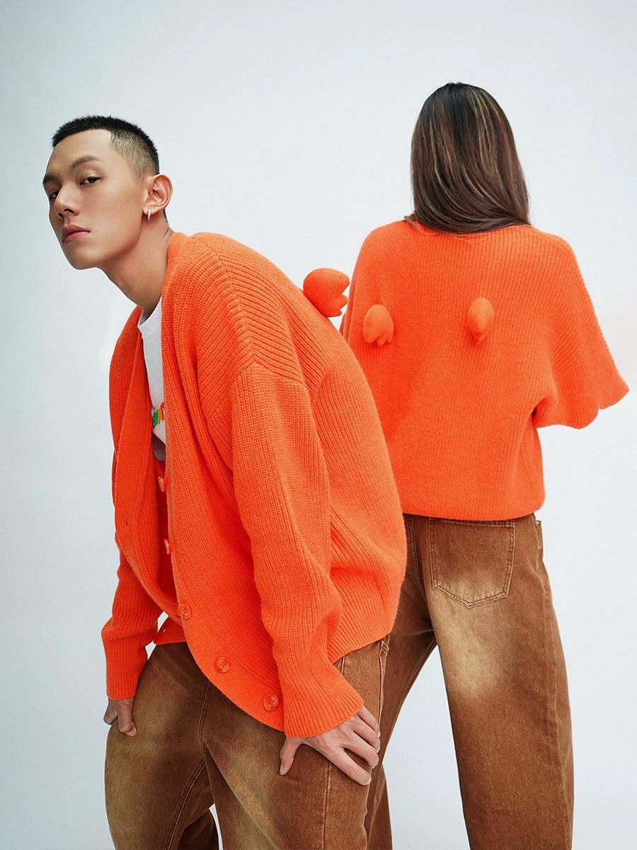 Oversized Fuzzy Cardigan with Pom-Pom Detail - chiclara