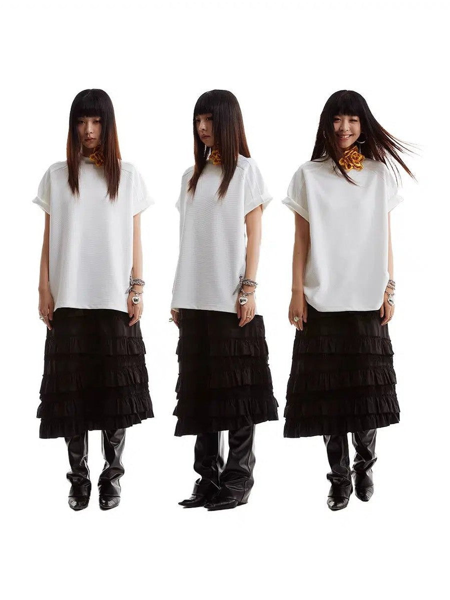 Waffle Grid Comfy Fit Tee - chiclara