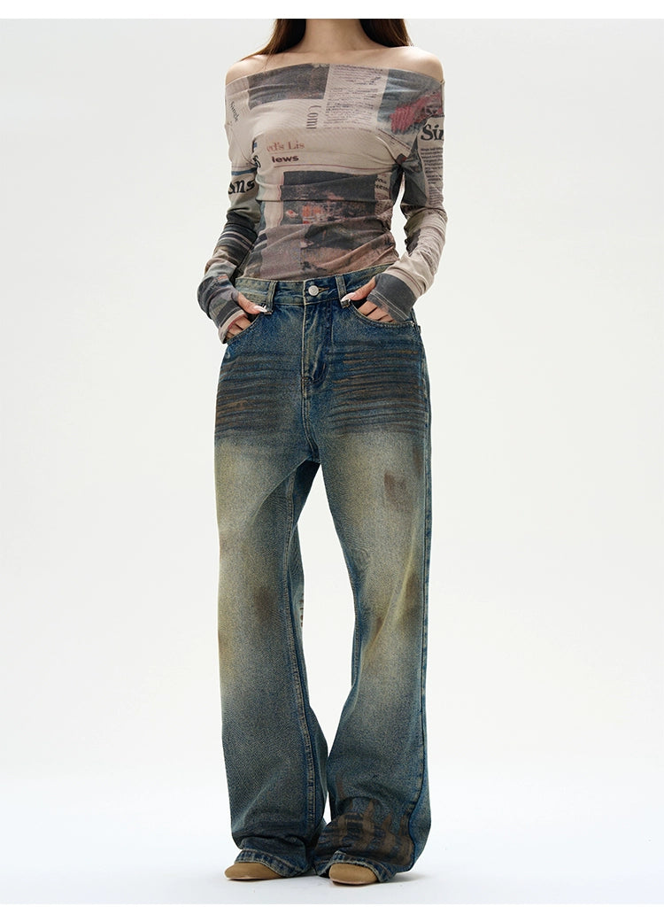 Distressed Baggy Ripped Denim Jeans