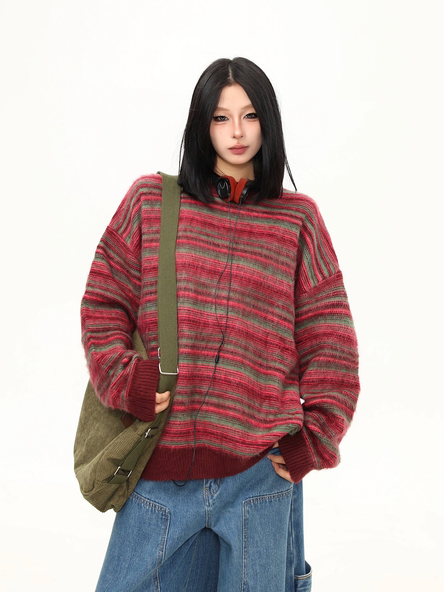 Mulled Berry Stripe Knit Sweater