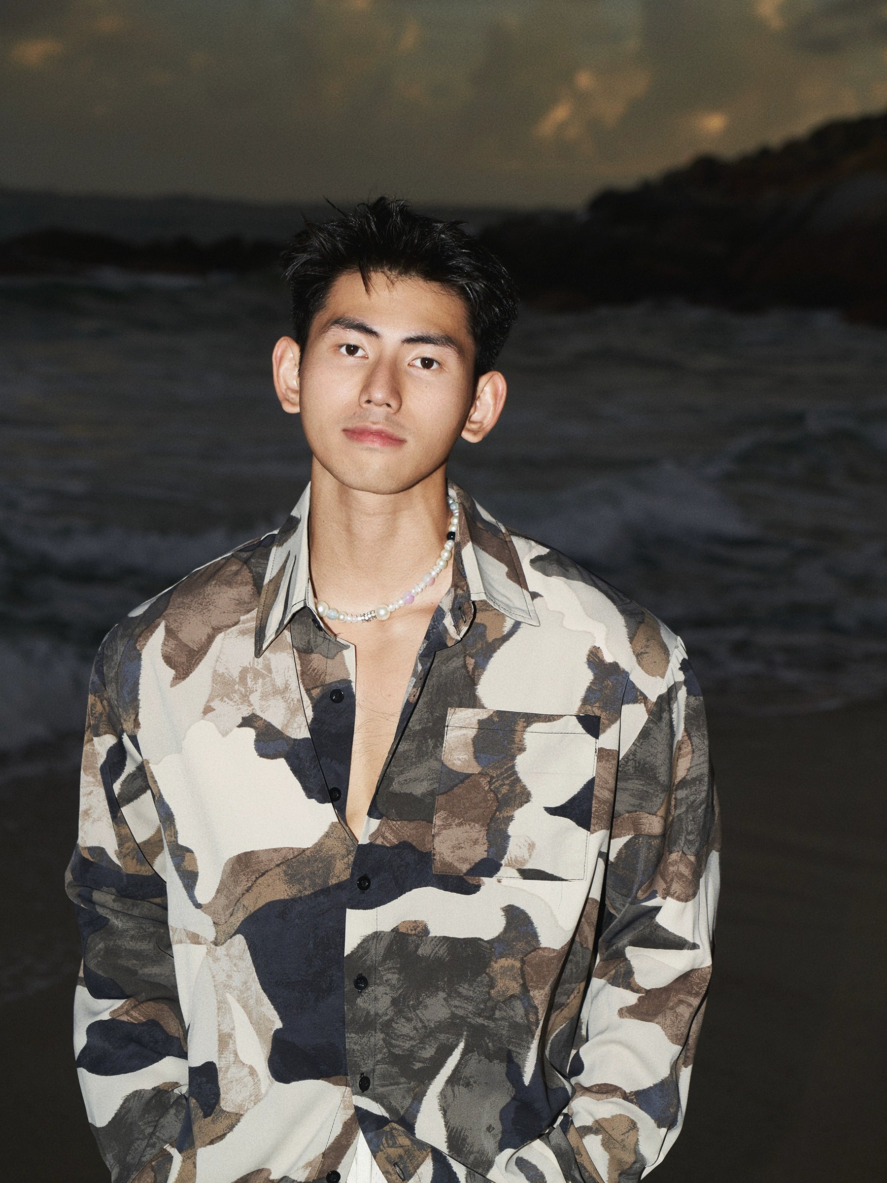 Earth Tone Camo Print Button-Up Shirt