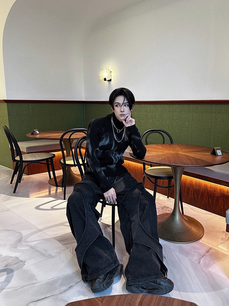 Nebula Fade Ribbed Turtleneck Sweater