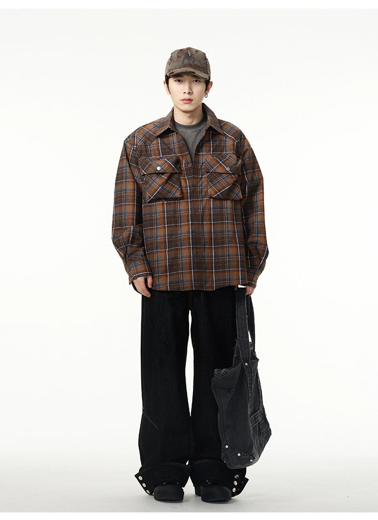Wide-Leg Jeans with Cuffed Hems and Button Details