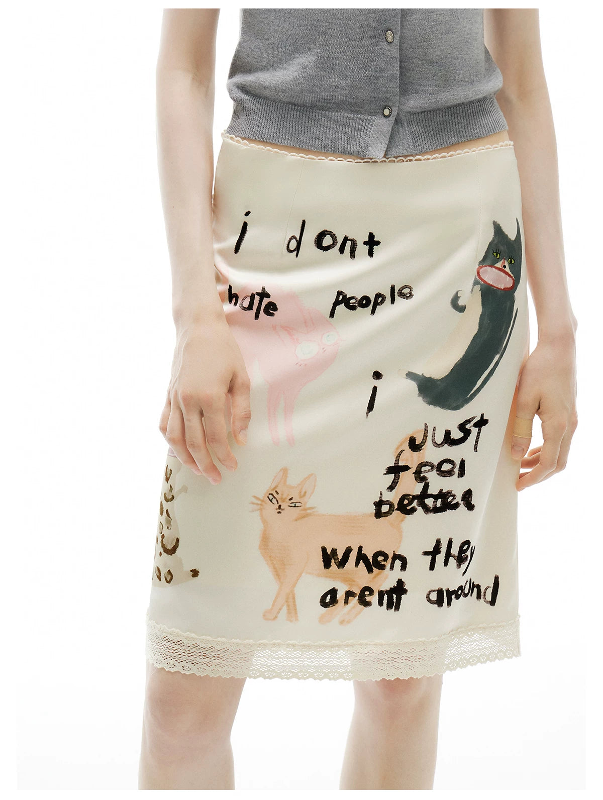 Anti‑Social Kitties Scribble Pencil Skirt