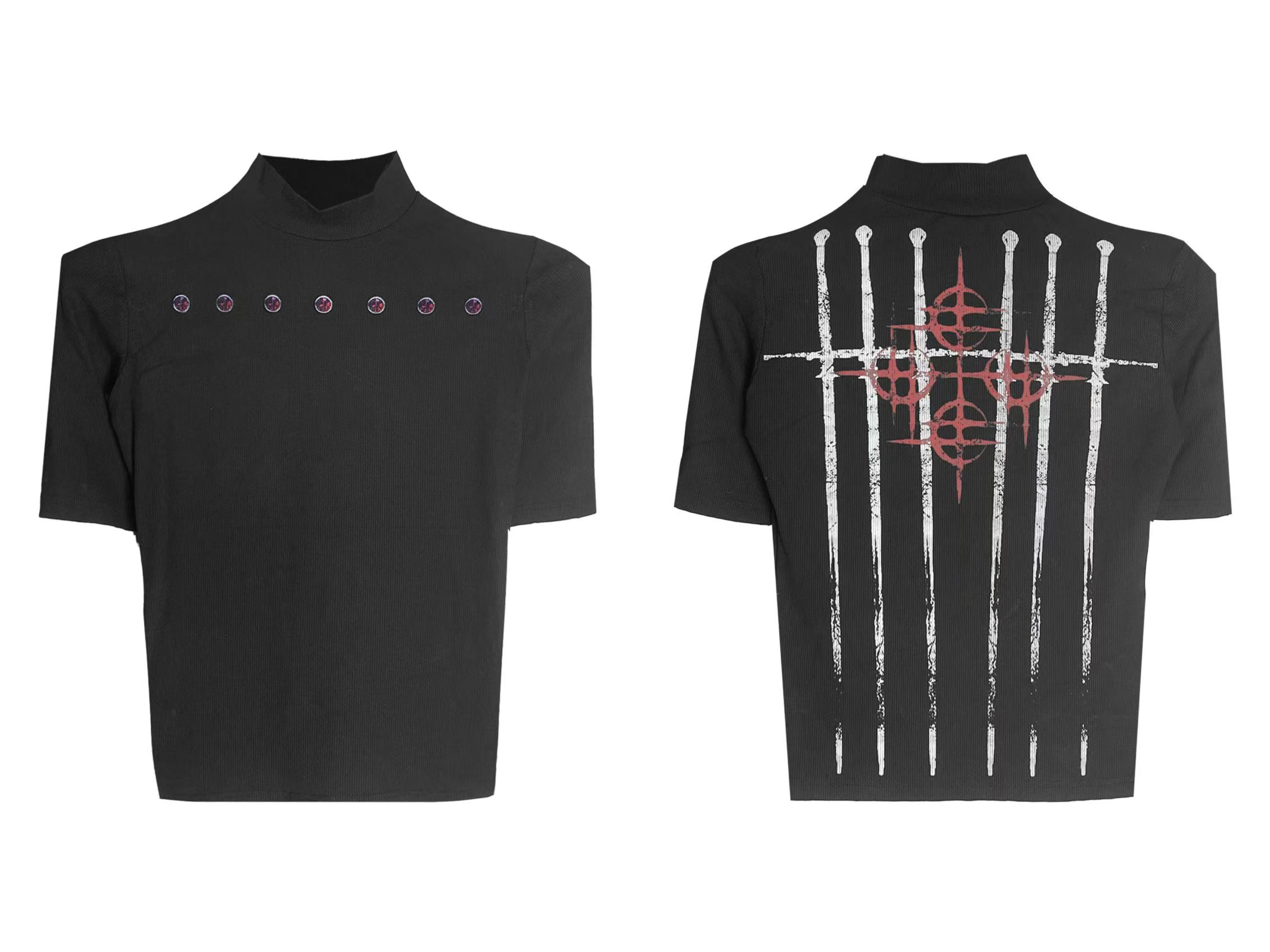 Crimson Sigil Spire Mockneck Tee