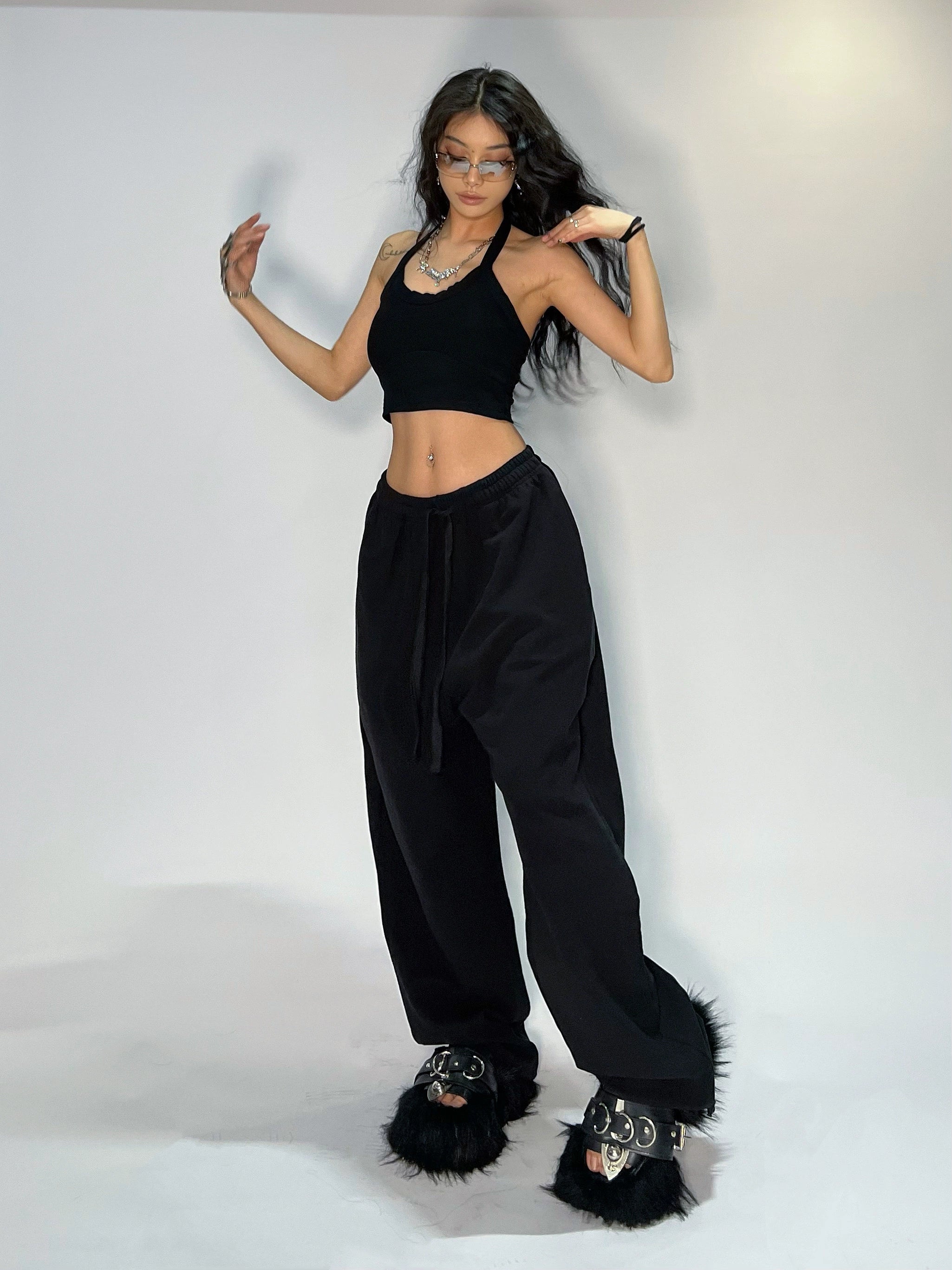 Spicy Solid Color Loose Jazz Dance Pants - chiclara