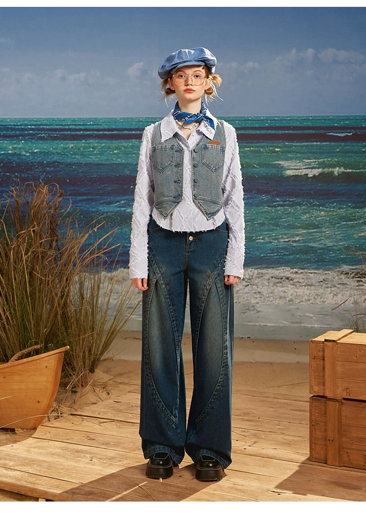 American Retro Patchwork Jeans