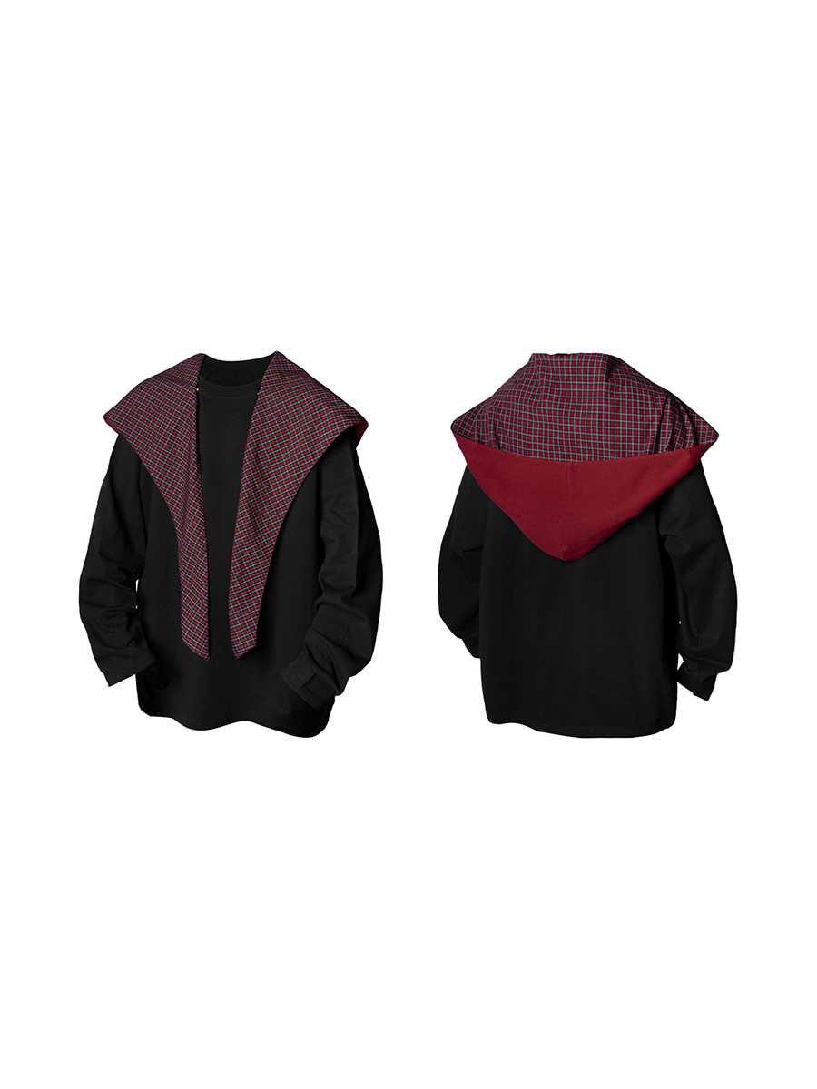 Layered Sail Collar Oversized Sweatshirt