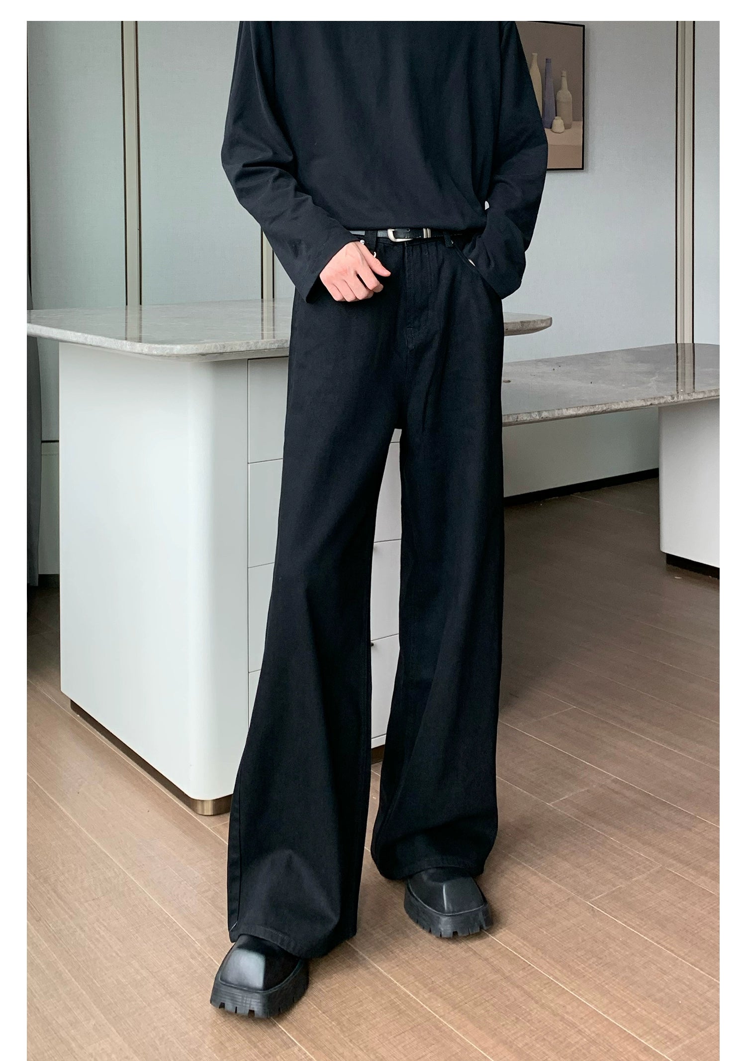 Straight-Wide-Leg Wash Jeans