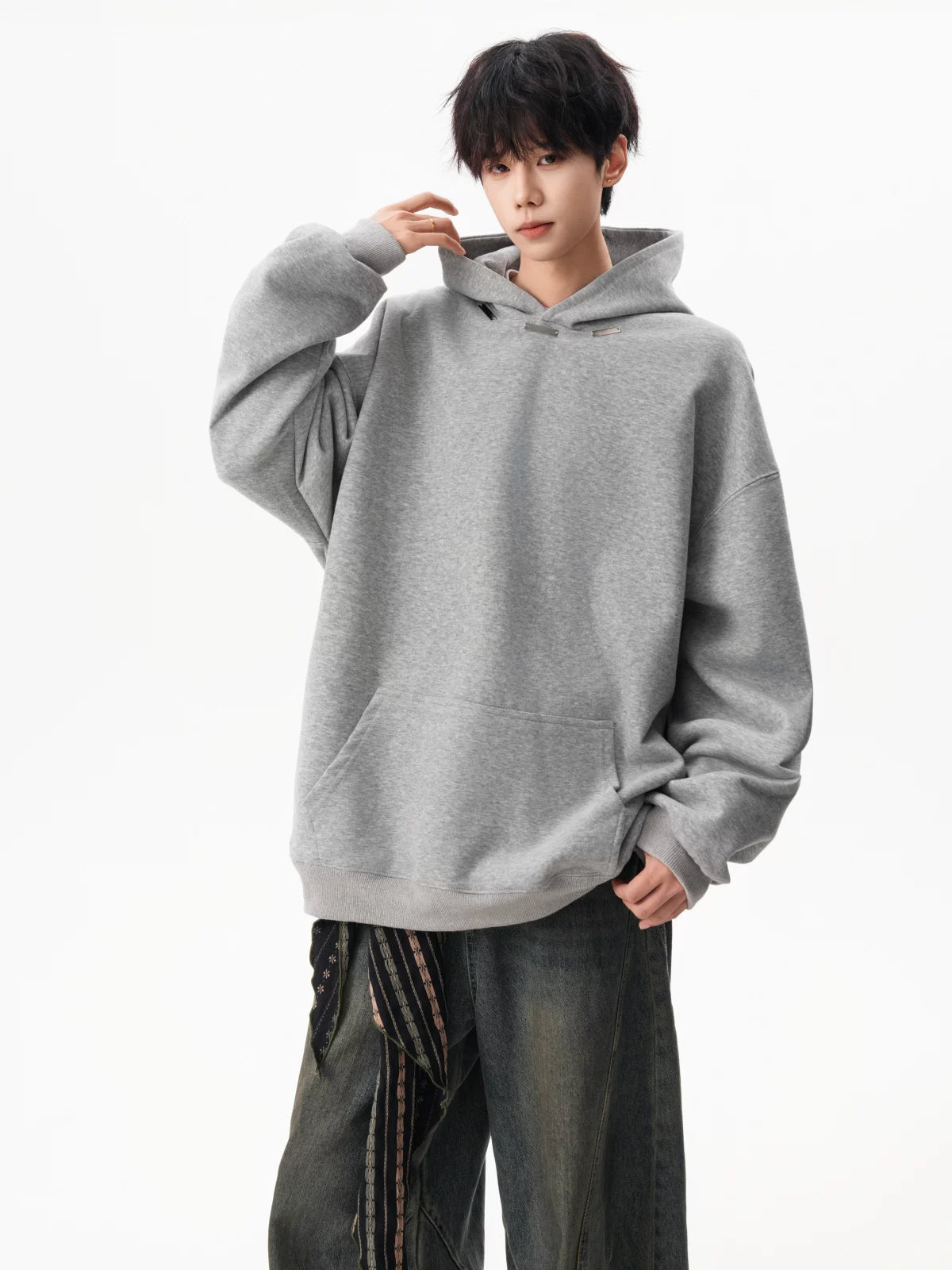 Noir Minimal Drop‑Shoulder Hoodie