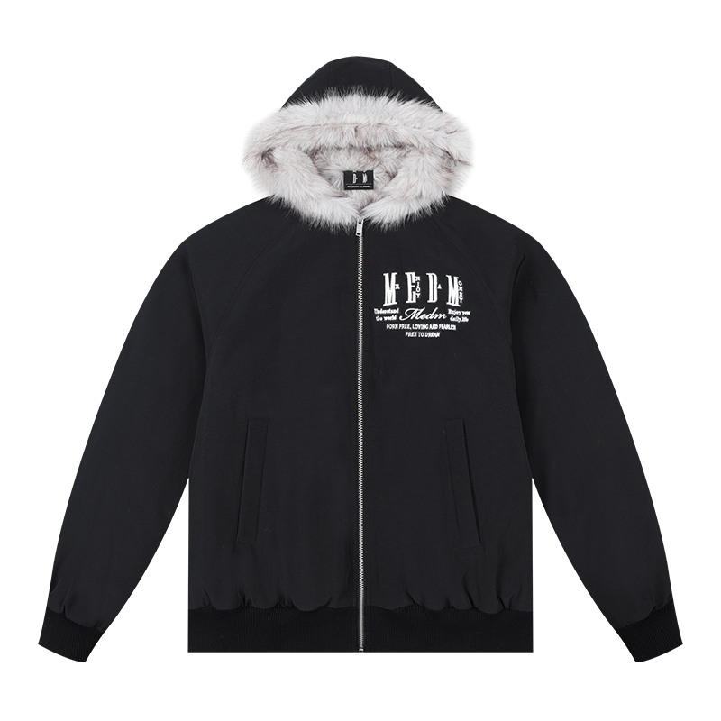 Faux Fur Trim Oversized Bomber Jacket